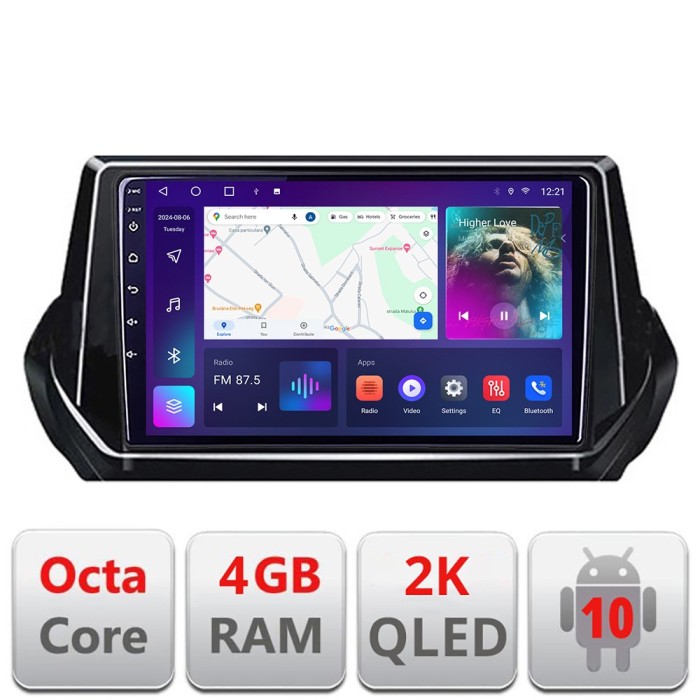 Navigatie Peugeot 2008 2020- Android ecran Qled 2K Octa core 4+32 Kit-209-2020+EDT-E409-2K CarStore Technology