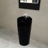Chiuvetă baie suport, orificiu robinet/preaplin,rotund,ceramică,negru 141943, vidaXL
