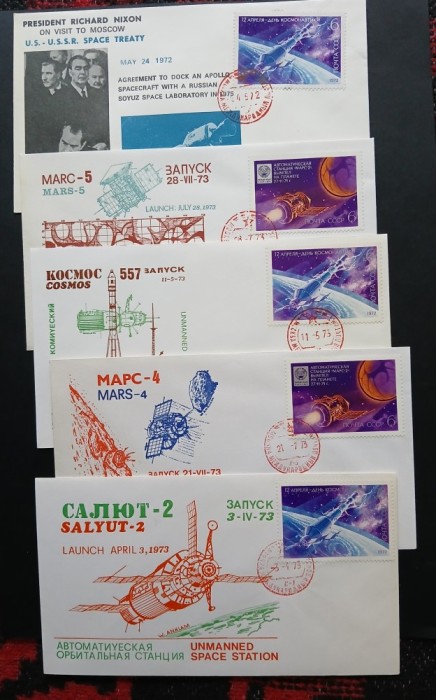 URSS-cosmos--lot 5 plicuri-FDC- circulate