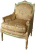 Fotoliu din lemn masiv auriu cu tapiterie din matase aurie CAT581N12, Fotolii, Baroc