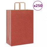 vidaXL Pungi de h&acirc;rtie 250 buc cu m&acirc;nere roșii 32x17x44 cm