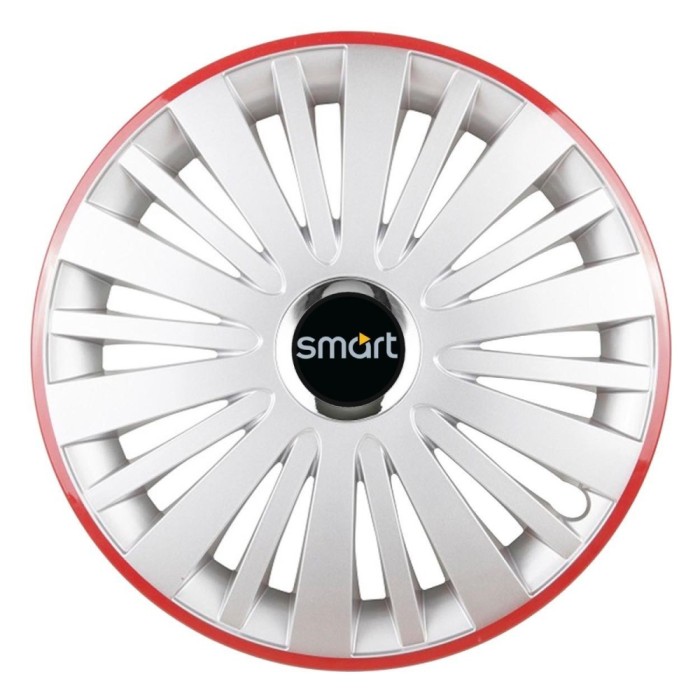 Set 4 Capace Roti, potrivite jantelor de R16, pentru Smart, model falcon argintiu cu rama rosie