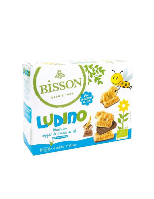 Biscuiti pentru Copii Acoperiti cu Ciocolata cu Lapte Ludino Bio 160 grame Bisson foto