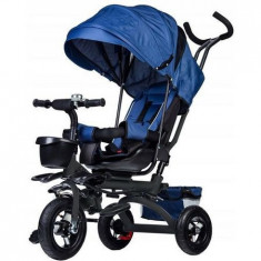 Tricicleta cu scaun rotativ, maner parental, copertina, cos depozitare, suport picioare, centura, culoare albastru foto