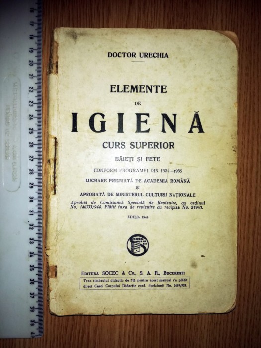 CARTE - VECHE/ MANUAL ELEMENTE DE IGIENA