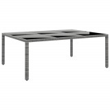Gossi masa de gradina, gri, 200x150x75cm, sticla securizata/poliratan