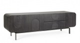 Cumpara ieftin Comoda TV 3 usi 2 sertare lemn mango negru Orissa 172x44x55 cm