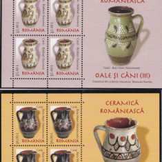 2008 LP 1797 a CERAMICA ROMANEASCA III OALE SI CANI BLOCURI 4 TIMBRE+MANSETA MNH