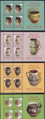 2008 LP 1797 a CERAMICA ROMANEASCA III OALE SI CANI BLOCURI 4 TIMBRE+MANSETA MNH foto