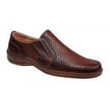 Pantofi casual barbati din piele naturala, perforati, cu elastic GKR23M
