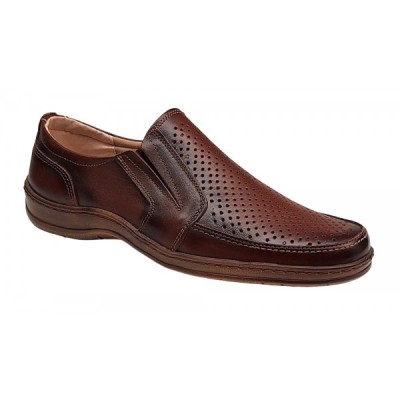 Pantofi casual barbati din piele naturala, perforati, cu elastic GKR23M foto