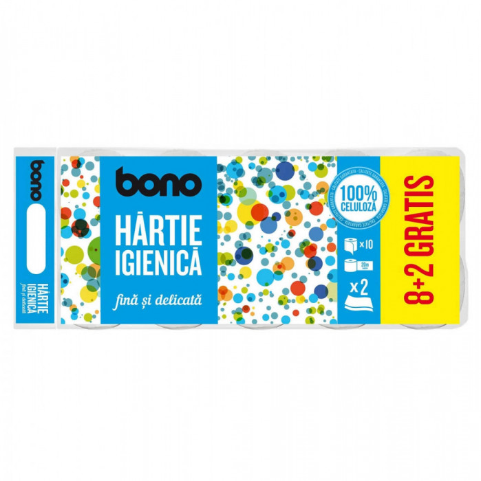 Hartie Igienica, Bono, 2 Straturi, 8 + 2 role