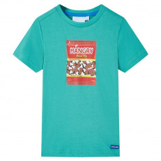 Tricou pentru copii cu mâneci scurte, verde mentă închis, 104