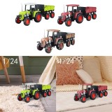 Cumpara ieftin Macheta Tractor rosu cu remorca metalica Die-Cast, capota mobila scara 1/24