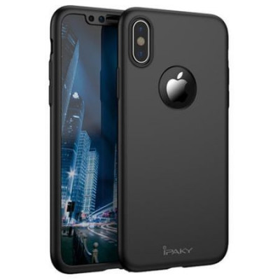 Husa iPhone X iPaky 360, Negru Folie sticla foto