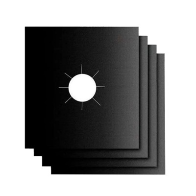 Set 4 folii de protectie reutilizabile pentru plita sau aragaz, Vaxiuja, Teflon, non-toxic, lavabil, 10.6&amp;times;10.6inch, negru foto