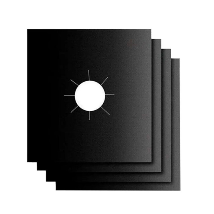Set 4 folii de protectie reutilizabile pentru plita sau aragaz, Vaxiuja, Teflon, non-toxic, lavabil, 10.6&times;10.6inch, negru
