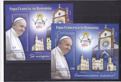 ROMANIA - VATICAN - VIZITA PAPA FRANCISC IN ROMANIA,BLOC,2019 LP2241 MNH foto