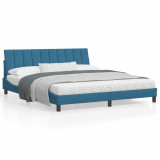 Cadru de pat cu lumini LED, albastru, 180x200 cm, catifea GartenMobel Dekor, vidaXL