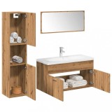 Set mobilier de baie, 5 piese, stejar artizanal, lemn prelucrat