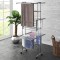 Gossi suport uscare rufe, 3 niveluri, cu roti, argintiu, 60x70x129 cm