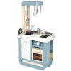 Bucatarie Copii Smoby Bon Appetit Albastra cu Accesorii, Plita cu Sunete, Frigider, Cuptor, Expresor Cafea, 23 Piese, +3 Ani