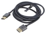 Cablu HDMI Goobay 2m textil negru-gri, HDMI 2.1, 8K, ecranat, aurit