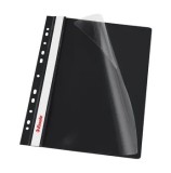 Dosar cu sina si 11 perforatii Esselte, A4, din plastic, 10 buc/set, negru