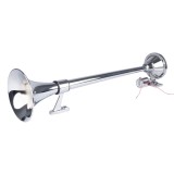 Claxon fanfara auto AMiO crom 640 mm, semnal sonor 12-24V, 150dB, montaj universal, pentru autoturisme, camioane, motociclete