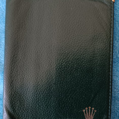 Authentic Rolex Green Leather Card Wallet Passport Holder , portofel