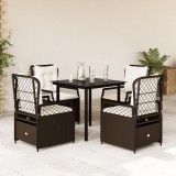 Set mobilier de gradina, 5 piese, cu perne, maro, poliratan