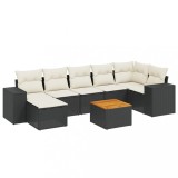 Cumpara ieftin Set mobilier de gradina cu perne, 8 piese, negru, poliratan