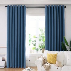 Draperie din catifea blackout cu inele argintii, Madison, 150x260 cm, densitate 700 g/ml, Dark Cerulean, 1 buc