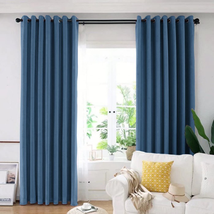 Draperie din catifea blackout cu inele albe, Madison, 250x260 cm, densitate 700 g/ml, Dark Cerulean, 1 buc