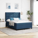 Cumpara ieftin Pat cu arcuri cu perna Manual albastru 190 x 140 cm tesatura