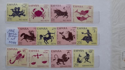 1968-Spania colonii-Zodiac complet set -MNH foto