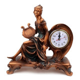 Decoratiune din rasina reprezentand o fata cu lira si ceas, 28 cm, 634E