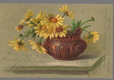 CPIB 23930 - CARTE POSTALA - FELICITARE - VAZA CU FLORI, FRANKFURT, CIRCULATA, 1907, STAMPILE, TIMBRU foto