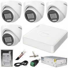 Sistem supraveghere Hikvision 4 camere 5MP Dual Light IR 30m WL 20m DVR 4MP AcuSense cu accesorii incluse HDD 500GB SafetyGuard Surveillance