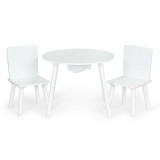 Set Masa Cu Doua Scaune Pentru Copii, de la 3 ani, Ecotoys, WH135, Culoare Alba