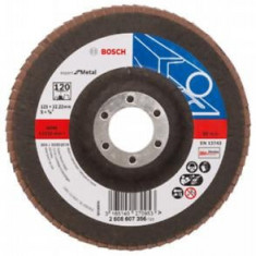 Disc de slefuire evantai BOSCH X551 pentru metal ,D 125 mm; G 120, versiunea dreapta