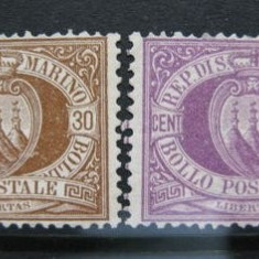 San Marino 1877 National coat of arms, 30c brown, 40c violet, MNG AM.079