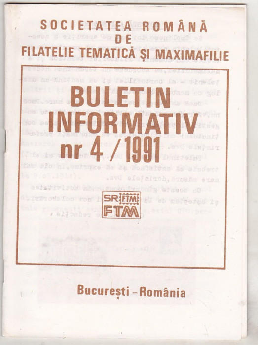 bnk fil Soc. romana de filatelie tematica si maximafilie - buletin info 4/1991