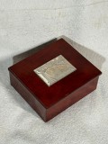 Cutie Bijuterii Lemn Argint Italia Vintage 13.5x11.5x5.5 cm