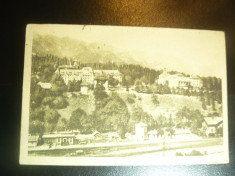 Ilustrata - Sinaia - Hotel Palace , Parcul si Gara, circulat 1946 foto