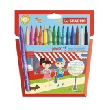 Cumpara ieftin Carioca Stabilo Power, varf 2 mm, 15 culuri/set, etui carton