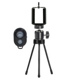 Mini trepied pentru telefon cu brat flexibil si telecomanda Bluetooth, suport smartphone universal cu montura 1 4 inch, lungime 13.5 cm, stand stabil