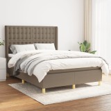 vidaXL Pat box spring cu saltea, gri taupe, 140x200 cm, textil 3132309