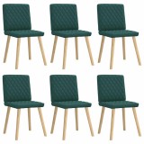 Cumpara ieftin Scaune de bucătărie, 6 buc., verde &icirc;nchis, material textil