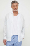 Cumpara ieftin BOSS cămașă de in culoarea alb, cu guler italian, regular 50514898